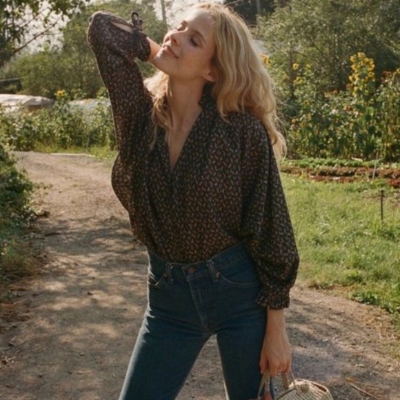 DREAMY DOEN ROSE TOP - BLACK WINTER DITSY - SIZE XS! - Picture 3 of 10